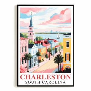 Charleston Travel Print Poster City South Carolina Southern Souvenir Wall Art Landscape Picture Suitable For Home Room Living Room Bedroom Aesthetic Decor Unframed
