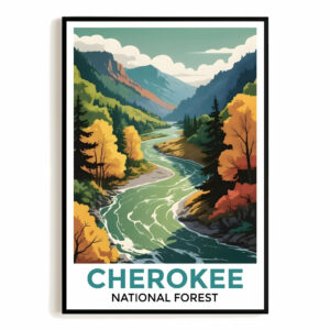 Cherokee National Forest Vintage Style Poster Nature Lovers And Travel Enthusiasts Wall Art Landscape Print Painting Ideal For Living Room Office Home Decor Unframed