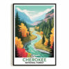 Cherokee National Forest Vintage Travel Poster Vibrant Autumn Souvenir Wall Art Landscape Prints Paintings Picture For Home Living Room Office Bedroom Decor Unframed