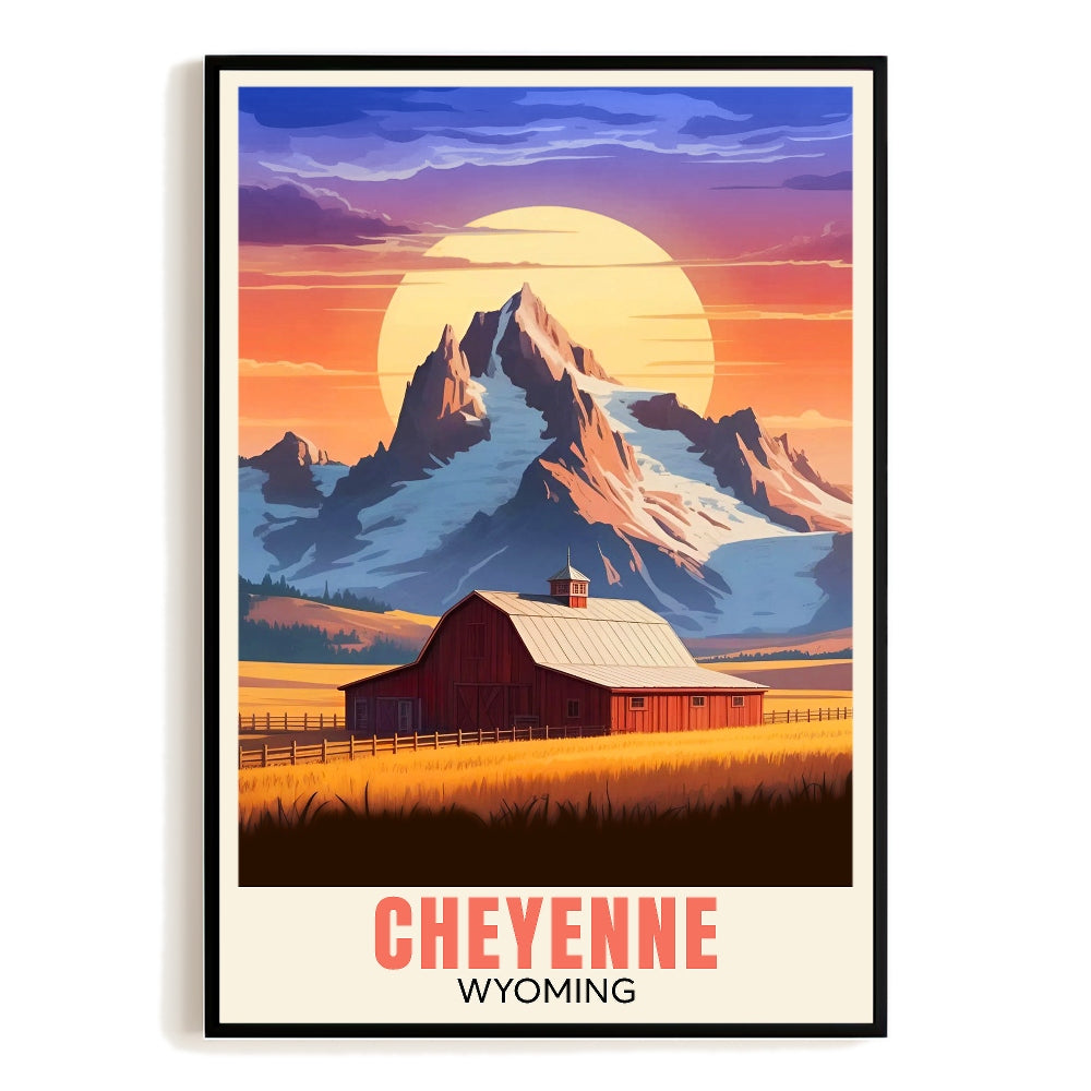 Cheyenne Wyoming Vintage Travel Poster Nature City Wall Art Landscape Picture Prints Suitable For Home Room Living Room Office Bedroom Aesthetic Decor Unframed