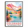 Colorado Print Travel Poster Nature Centennial State Mountains Souvenir Wall Art Landscape Painting Picture For Home Room Living Room Bedroom Aesthetic Decor Unframed