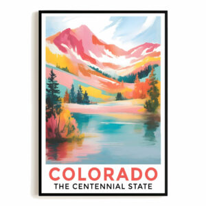 Colorado Print Travel Poster Nature Centennial State Mountains Souvenir Wall Art Landscape Painting Picture For Home Room Living Room Bedroom Aesthetic Decor Unframed