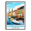 Copenhagen Denmark Vintage Travel Poster Copenhagen Harbor Boats Souvenir Wall Art Landscape Print Painting For Home Room Living Room Office Bedroom Decor Unframed