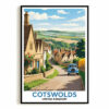 Cotswolds United Kingdom Vintage Travel Poster Countryside Scenic Souvenir Wall Art Landscape Prints Paintings For Home Room Living Room Office Bedroom Decor Unframed