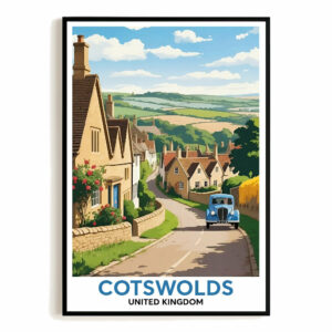 Cotswolds United Kingdom Vintage Travel Poster Countryside Scenic Souvenir Wall Art Landscape Prints Paintings For Home Room Living Room Office Bedroom Decor Unframed