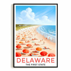 Delaware Travel Print Poster The First State Beach Souvenir Wall Art Landscape Painting Picture Suitable For Home Room Living Room Office Bedroom Decor Unframed