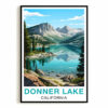 Donner Lake California Travel Poster Moraine Natural Scenic Souvenir Wall Art Landscape Print Painting For Home Room Living Room Office Bedroom Decor Unframed