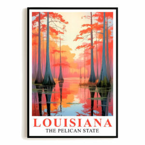 Enchanting Louisiana Art Print Poster Bayou Sunset Pelican State Travel Souvenir Wall Art Landscape Painting Picture For Home Living Room Office Bedroom Decor Unframed