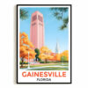 Gainesville Print Travel Poster Vintage Autumn Cityscape Florida Souvenir Wall Art Landscape Painting Ideal Gift For Home Living Room Office Bedroom Decor Unframed