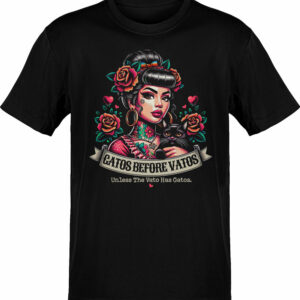 Gatos Before Vatos Chingona Tattoo T-Shirt