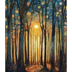Gustav Klimt Print Sun Forest Trees Painting Klimt Exhibition Poster Painting Floral Decor