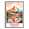 Idaho Print Travel Poster Mountain Scenery Lake Gem State Souvenir Wall Art Landscape Painting Picture Ideal Gift For Home Living Room Office Bedroom Decor Unframed