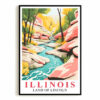 Illinois Print Travel Poster Scenic Waterfal Nature Souvenir Wall Art Landscape Painting Picture Ideal Gift For Home Room Living Room Office Bedroom Decor Unframed