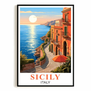 Italy Sicily Vintage Travel Poster Nature City Wall Art Landscape Picture Prints Suitable For Home Room Living Room Office Bedroom Aesthetic Decor Unframed