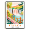 Ithaca Art Print Poster Vintage Scenic Waterfall Landmark New York Travel Souvenir Wall Art Landscape Painting Ideal For Home Living Room Office Bedroom Decor Unframed
