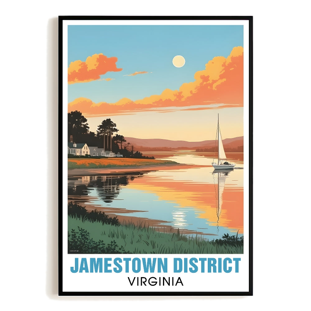 Jamestown District Virginia Vintage Travel Poster Nature City Wall Art Landscape Picture Prints Suitable For Home Room Living Room Office Bedroom Aesthetic Decor Unframed