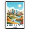 Kansas City Kansas Vintage Travel Poster Nature City Wall Art Landscape Prints Paintings Picture For Home Room Living Room Office Bedroom Aesthetic Decor Unframed