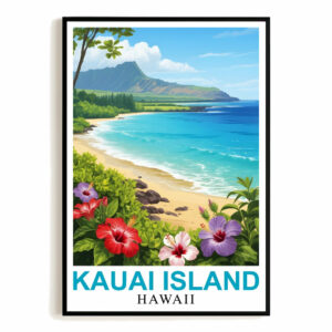 Kauai Island Hawaii Travel Poster Beach Lovers Souvenir Wall Art Landscape Painting Ideal For Tourists And Home Room Decor Living Room Office Bedroom Decor Unframed