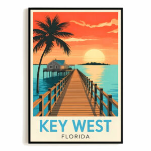Key West Florida Vintage Travel Poster Wall Decor Wall Art Posters Prints Paintings Pictures For Living Room Office Bedroom Decor Unframed