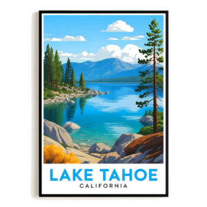 Lake Tahoe California Vintage Travel Poster Wall Decor Wall Art Posters Prints Paintings Pictures For Living Room Office Bedroom Decor Unframed
