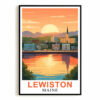 Lewiston Maine Vintage Travel Poster Sunset Retro Ideal Gift For Friends And Family Wall Art Landscape Painting For Home Office Decoration Living Room Decor Unframed