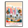 Los Angeles Travel Print Poster California Downtown City Souvenir Wall Art Landscape Picture Suitable For Home Room Living Room Office Bedroom Decor Unframed