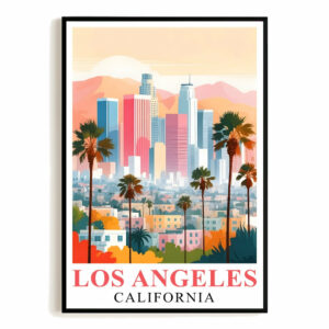 Los Angeles Travel Print Poster California Downtown City Souvenir Wall Art Landscape Picture Suitable For Home Room Living Room Office Bedroom Decor Unframed