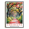 Louisiana Art Print Travel Poster Nature Scenic Tranquil Pelican State Travel Souvenir Wall Art Landscape Painting Ideal Home Living Room Office Bedroom Decor Unframed