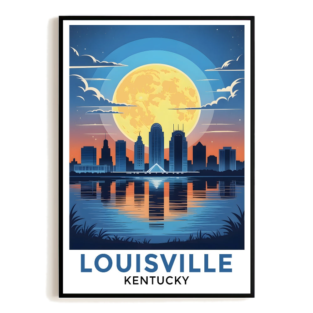 Louisville Kentucky Vintage Travel Poster City Moon Souvenir Wall Art Landscape Prints Paintings Picture For Home Room Living Room Office Bedroom Decor Unframed