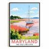 Maryland Travel Print Poster Nature Old Line State Chesapeake Bay Souvenir Wall Art Landscape Picture For Home Room Living Room Office Bedroom Decor Unframed