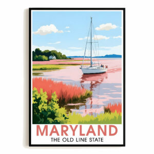 Maryland Travel Print Poster Nature Old Line State Chesapeake Bay Souvenir Wall Art Landscape Picture For Home Room Living Room Office Bedroom Decor Unframed