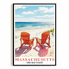 Massachusetts Travel Print Poster Retro Cape Cod The Bay State Souvenir Wall Art Landscape Picture For Home Room Living Room Office Bedroom Decor Unframed