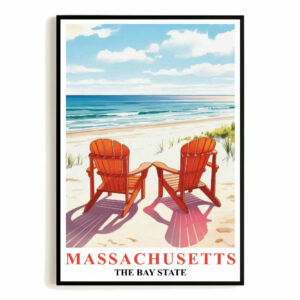 Massachusetts Travel Print Poster Retro Cape Cod The Bay State Souvenir Wall Art Landscape Picture For Home Room Living Room Office Bedroom Decor Unframed