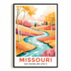 Missouri Print Travel Poster Scenic Fall Colors Show Me State Souvenir Wall Art Landscape Painting Picture Ideal Gift For Home Living Room Office Bedroom Decor Unframed