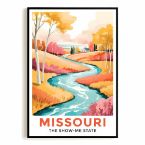 Missouri Print Travel Poster Scenic Fall Colors Show Me State Souvenir Wall Art Landscape Painting Picture Ideal Gift For Home Living Room Office Bedroom Decor Unframed