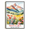 Montana Print Travel Poster Nature Big Sky Mountains Souvenir Wall Art Landscape Painting Picture For Home Room Living Room Office Bedroom Decor Unframed