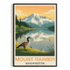 Mount Rainier Washington Vintage Travel Poster Nature Mountain Wall Art Landscape Prints Picture For Home Room Living Room Office Bedroom Aesthetic Decor Unframed