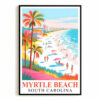 Myrtle Beach Print Travel Poster Coastal South Carolina  Souvenir Wall Art Landscape Painting Picture Ideal Gift For Home Living Room Office Bedroom Decor Unframed