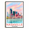Nashville Travel Print Poster City Tennessee Souvenir Wall Art Landscape Painting Picture Suitable For Home Room Living Room Bedroom Aesthetic Decor Unframed