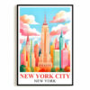 New York City Print Travel Poster Colorful Urban Skyline Souvenir Wall Art Landscape Painting Picture Ideal For Home Room Living Room Office Bedroom Decor Unframed