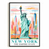 New York City Travel Print Poster Statue Of Liberty Empire State NY Souvenir Wall Art Landscape Painting Picture For Home Room Living Room Bedroom Decor Unframed