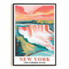 New York Travel Poster Vintage Waterfall Colorful The Empire State Souvenir Wall Art Landscape Print Painting Picture For Home Living Room Office Bedroom Decor Unframed