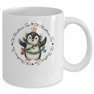 Oh Christmas Tree Xmas Lights Cute Penguin Women Girls Mug