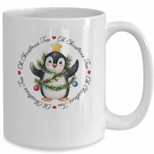 Oh Christmas Tree Xmas Lights Cute Penguin Women Girls Mug