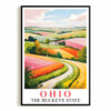 Ohio Travel Print Poster Nature Green Buckeye State Souvenir Wall Art Landscape Painting Picture For Home Room Living Room Office Bedroom Decor Unframed