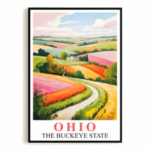 Ohio Travel Print Poster Nature Green Buckeye State Souvenir Wall Art Landscape Painting Picture For Home Room Living Room Office Bedroom Decor Unframed