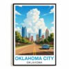 Oklahoma City Oklahoma Travel Poster Vintage Scenic Skyline Modern Souvenir Wall Art Landscape Print Painting Picture For Home Living Room Office Bedroom Decor Unframed