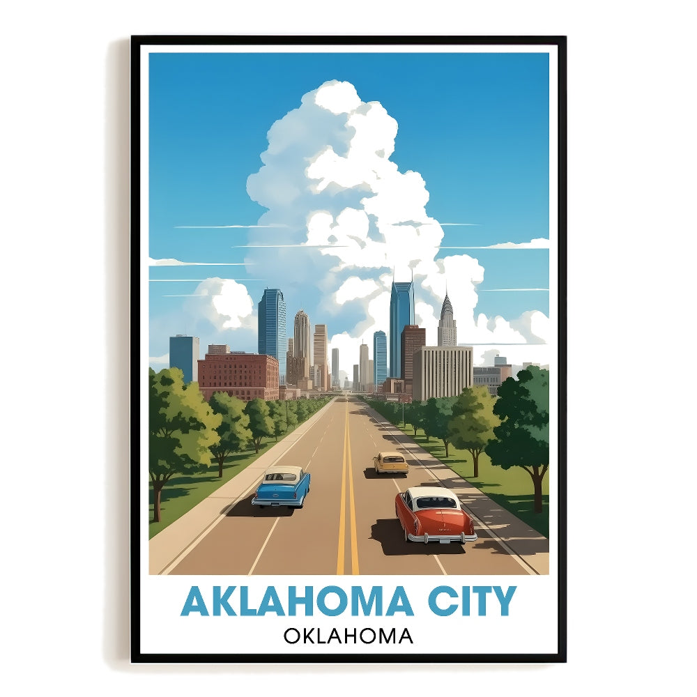 Oklahoma City Vintage Travel Poster Nature City Wall Art Landscape Picture Prints Suitable For Home Room Living Room Office Bedroom Aesthetic Decor Unframed