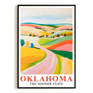 Oklahoma Print Travel Poster Colorful Scenery Sooner State Souvenir Wall Art Landscape Painting Picture Ideal Gift For Home Living Room Office Bedroom Decor Unframed
