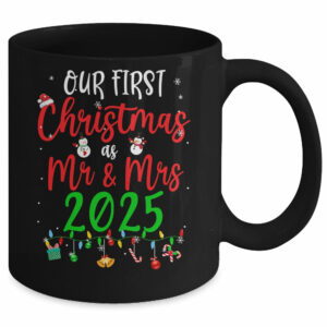 Our First Christmas As Mr Mrs 2025 Funny Christmas Couples Mug